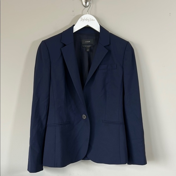 J Crew BI Sretch Blazer Italian Wool B3231 Tollegno 1900 Navy Blue Jacket Sz 6 - Picture 3 of 15